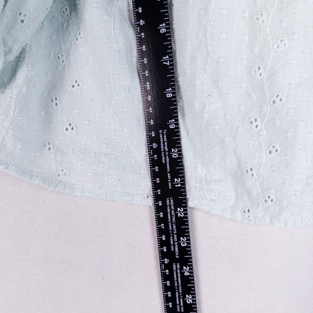 Joie Eyelet Peasant Blouse Sz Medium Light Blue Cotton 3/4 Sleeve Boho Top - Picture 6 of 9